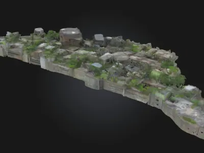 Desolate Island City  Abandoned Urban Environment Model 3D model