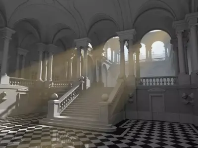 Colonnato ornate room with light shining Free 3D model