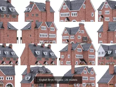English Brick Houses 3D Model Pack