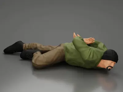 Gangster homie With Handcuffs He Lies On The Floor 3D print model