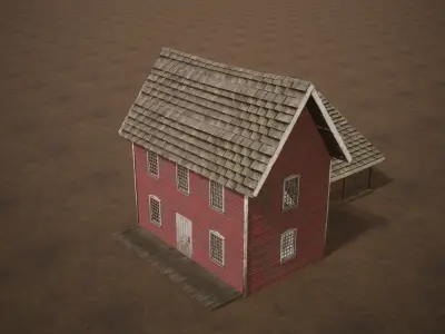 Barn Cattle Shed Farm Shelter Village Farmhouse 7 Low-poly 3D model