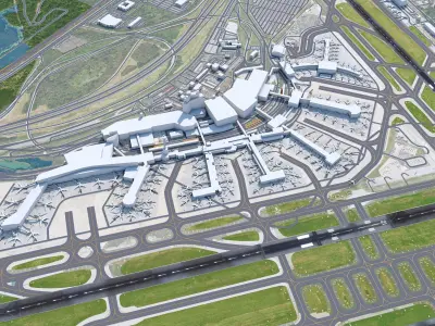 Philadelphia International Airport 10km Low-poly 3D model