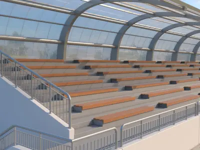 Tribune For Sport Areas With Canopy 3D model