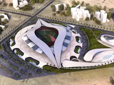 staduim futuristic stadium in middle of desert 3D model