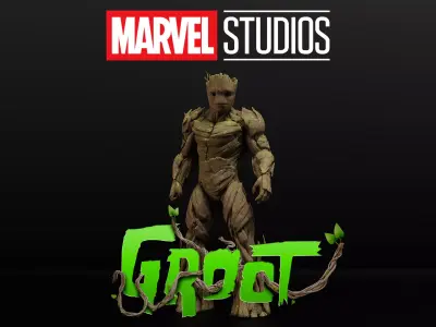 Swole Groot Low-poly 3D model