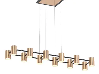 FIA9380-12P pendant light with nine lights in brass and gold 3D model