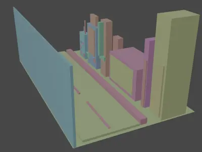 City road model free cartoon 3D model