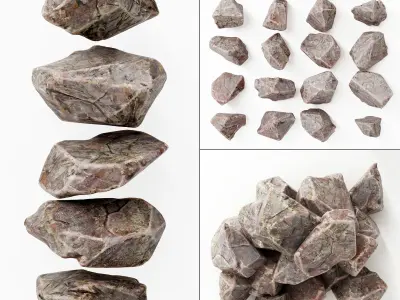 Rock splinter river stone 3D model