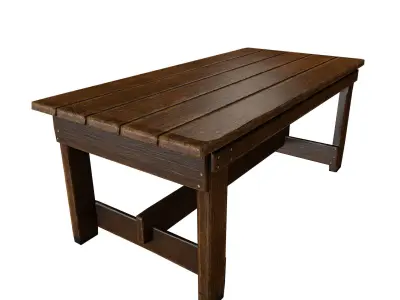 Old Vintage Wooden Table Game Ready Low Poly Low-poly 3D model