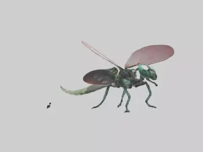 Robot version of a dragonfly model Low-poly 3D model