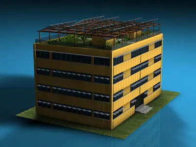 Ecological building cutaway 3D model
