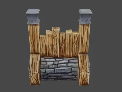 handpainted wall Low-poly 3D model