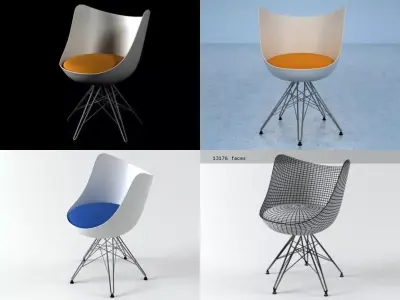 Looper chair with orange accents 3D model