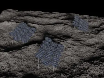 Moon surface with hexagonal solar cells v1 3D model