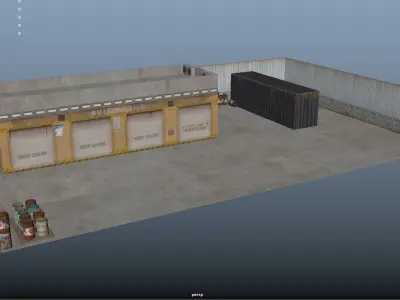 Low Poly Buildings warehouse Free low-poly 3D model