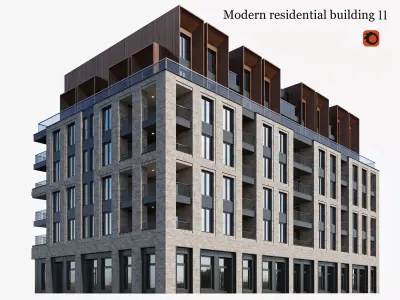 Modern residential building 11 3D model