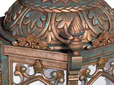 Arabic Streetlight Wall Lighted Copper Lantern Sconce 3D model