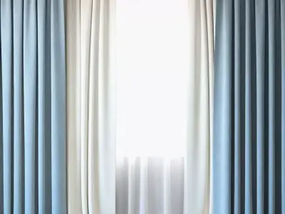 Curtains 22 Curtains with Tulle 3D model