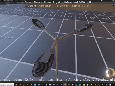 Street Light 1 Galvanized 3000mm 3F Low-poly 3D model