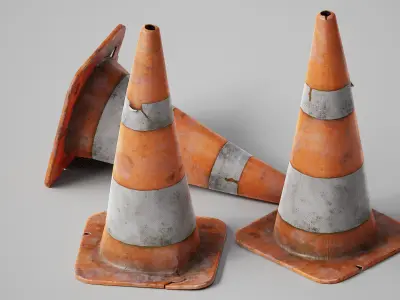 Post Apocalyptic  Traffic Cone  Low-poly 3D model