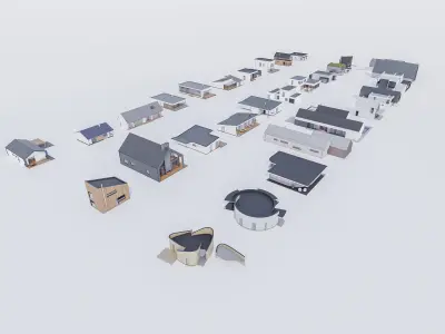 House Pack of 30 - created with Revit Family  Low-poly 3D model
