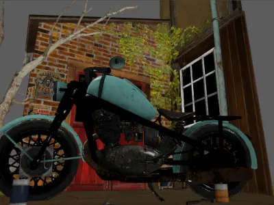 Motorcycle wall corner design Low-poly 3D model