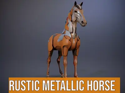 Rustic Metallic Horse model pack Low-poly 3D model