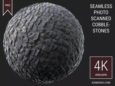 3D Scanned Seamless Cobblestone Street Texture