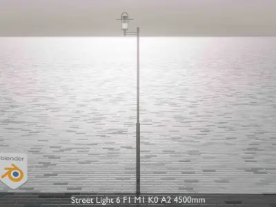 Street Light 6 F1 M1 K0 A2 4500mm Low-poly 3D model