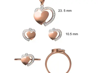 Light wt Ring Earrings Pendant set stl jcd 1-render details 3D print model 28