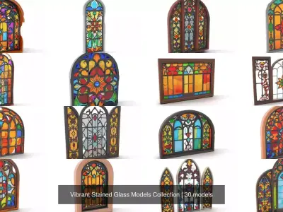 Vibrant Stained Glass Models Collection 3D Model Pack