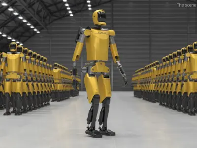  Humanoid Robot Kepler Walking Pose Yellow 