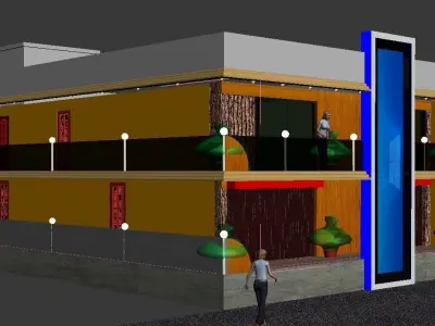 House decorated with lights 3D model