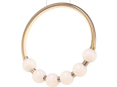 ACCESS pendant light with beads hanging from gold chain 3D model