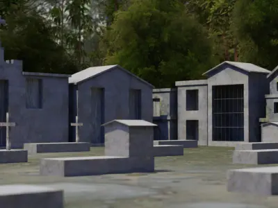 Xcalacoop Colorful Cemetery Yucatan Low-poly 3D model