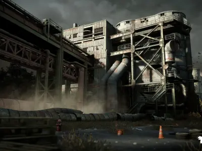 Abandoned Industrial Factory Environment Unity Low-poly 3D model