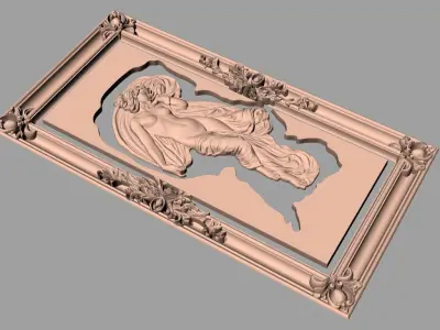 Door design 3D relief model STL format file for CNC carving E654 3D model