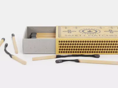 Matchbox with Matches V1 - Unlit and Burned - Custom Design 3D model