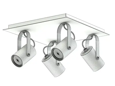 Black Quadruple Lights 3D Model 3D model