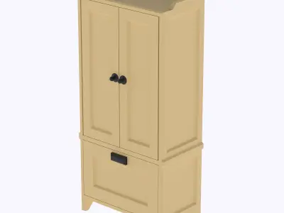 Bedroom wardrobe with functional door 3D print model