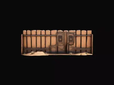  3d High Render Model Metal Barriers In A Desert Landscape 3D model
