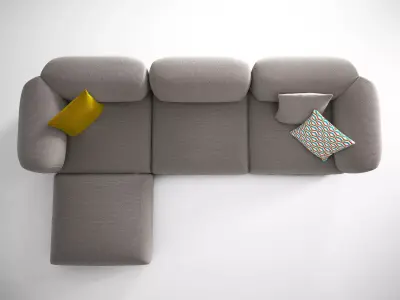 Butterfly sectional sofa pillows 3D model