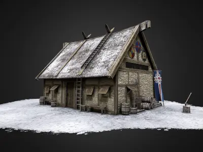 Viking Hut Low-poly 3D model
