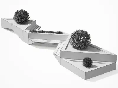 Geometric Street Bench 3D model