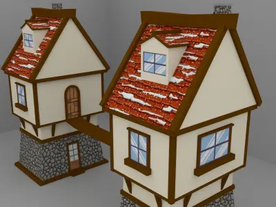 Christmas House 01 Low-poly 3D model