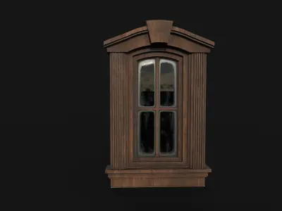 Wood windows 3d model Low-poly 3D model