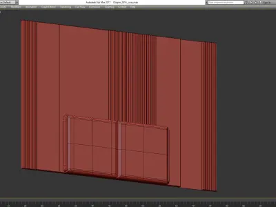 Headboard 3d model wall with door Low-poly 3D model