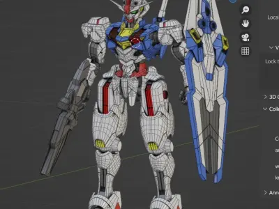 Gundam Aerial - Rigged 3D model