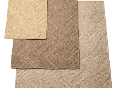 Natural Braided Jute Rug set 8 in one 3D model