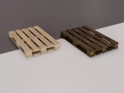 Wooden Pallet set Low-poly 3D model